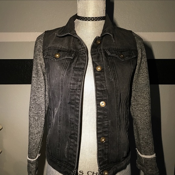 jean jacket with soft sleeves